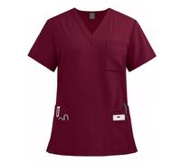 Meichoon Medical Scrub Top V Neck 8 Pockets Quick Dry Breathable Soft Moisture Wicking High Stretch Uniform for Women Men Nurse Doctor Workwear Wine Red