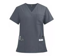 Meichoon Medical Scrub Top V Neck 8 Pockets Quick Dry Moisture Wicking Soft Breathable High Stretch Uniform for Women Men Nurse Doctor Workwear Grey