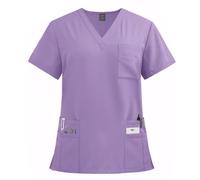 Meichoon Medical Scrub Top V Neck 8 Pockets Soft Quick Dry High Stretch Breathable Wrinkle Resistant Uniform for Women Men Nurse Doctor Workwear Purple