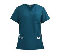 Meichoon Medical Scrub Top V Neck 8 Pockets Wrinkle Resistant Breathable Soft Quick Dry High Stretch Moisture Wicking Uniform for Women Men Nurse Doctor Workwear Cyan
