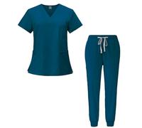 Meichoon Medical Surgical Gown Set Elastic Short-sleeved Top Tight pants Quick-drying for Men and Women DK05 Clear Blue Medium