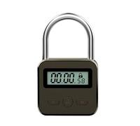 Meichoon Metal Timer Lock Anti-Addiction Electronic Padlock LCD Backlit Display USB Charging 500 Hours Long Standby for Cell Phone Snack Liquor Game Consoles Grey
