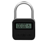 Meichoon Metal Timer Lock Anti-addiction Electronic Padlock LCD Backlit Display USB Charging 500 Hours Long Standby for Cell Phone Snack Liquor Game Consoles Black