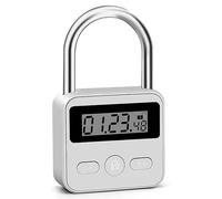 Meichoon Metal Timer Lock Anti-Addiction Electronic Padlock LCD Backlit Display USB Charging 500 Hours Long Standby for Cell Phone Snack Liquor Game Consoles Silver