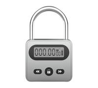 Meichoon Metal Timer Lock Stainless Steel Multi-Function Intelligent Padlock Backlit Display 999 Hours Max Timing for Preventing Addiction and Bad Habits Silver