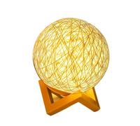Meichoon Night Light for Bedroom Rattan Ball Table Lamp USB Plug-in Brightness Adjustable Warm Yellow Light with Stand Nightstand Decorative Lamp LE16