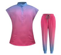 Meichoon Nursing Scrubs Set Women's Medical Overalls Suit Stylish Gradient Design Soft Stretchy Fabric Perfect for Long Shifts