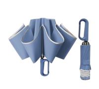 Meichoon Reverse Umbrella Travel Portable Large Size for 2-3 people Foldable Smart Rotating Hook Design with Reflective Stripe Nanotech Waterproof Windproof Lightweight for Rain & Daily Use Blue