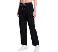 Meichoon Scrub Pants 4 Pockets Elastic Waist Straight Leg Medical Scrubs Bottoms Breathable Loose Fit Black