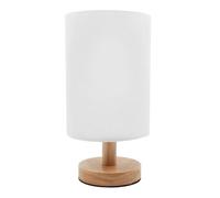 Meichoon Small Table Lamp for Bedroom USB Plug-in Adjustable Brightness Warm Light Solid Wood Base with Fabric Shade for Children Reading LE15 White