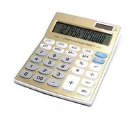 Meichoon Standard Function Desktop Calculator, Solar Battery Dual Power with 12 Digit Large LCD Display Basic Calculating Machine for Office/Home Elegant Design Golden KA05