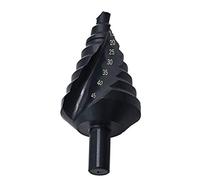 Meichoon Step Cone Drill Bit Set 10-45mm Spiral Flute, High Speed Steel Large Bit Nitride Pagoda Step Drill for Carbon Steel, Sheet Iron, Insulation Boards, PVC Boards,Planks DC15 Black