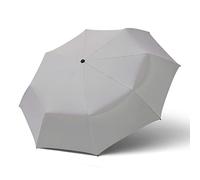 Meichoon Travel Folding Umbrella Handmade Wood Handle Auto Open & Close Anti UV Sun&Rain Windproof Water-Resistant Parasol 3 Folding 8 Ribs for Men and Women Gray