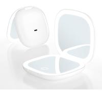 Meichoon Travel Makeup Mirror LED Lighted Compact Mirror with 1X/5X Magnifying 2 Sided 3 Colors Dimmable Portable Pocket Handheld Mirror for Handbag USB Rechargeable UK16 White