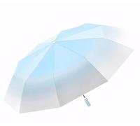 Meichoon UPF 50+ UV Protection Travel Umbrella Enhanced Double Fibreglass 20 Ribs Portable Lightweight Waterproof & Windproof Sunshade Stylish Gradient Design for Hiking Backpacking Blue