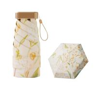 Meichoon UPF50+ Compact Lightweight Folding Umbrella Mini Portable Travel Friendly Sun & Rain Protection with UV Shield Fashionable Flower Design for Women Yellow