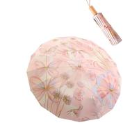 Meichoon UPF50+ Large Umbrella UV Protection Upgrade Thickened Double-bone Fiberglass Stylish & Durable 16-Bone Windproof Compact Travel Sun & Rain Parasol Flower Vintage Design for Women
