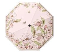 Meichoon UPF50+ Umbrella UV Protection Portable Lightweight Waterproof Double Layer Sunshade Enhanced Windproof Design Retro Classical Flower Vintage Style for Women Travel & Everyday Use