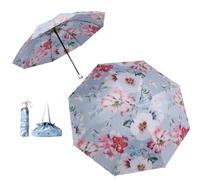 Meichoon UV Protection UPF50+ Umbrella Portable Lightweight Waterproof Double Layer Sunshade Enhanced Windproof Design Retro Classical Flower Vintage Style for Women Travel with a Handbag