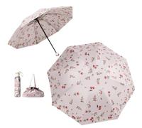 Meichoon UV Protection UPF50+ Umbrella with a Handbag Portable Lightweight Waterproof Double Layer Sunshade Enhanced Windproof Design Retro Classical Flower Vintage Style for Women Travel