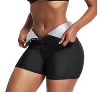 Meichoon Women Sauna Sweat Shorts High Waisted Thermal Pants Weight Loss Compression Workout Gym Exercise Waist Trainer Body Shaper Silver