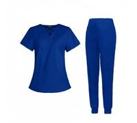 Meichoon Women's Nurse Uniform Set Elastic Round Neck Top Quick Dry Drawstring Yoga Jogging Pants Slim Fit Medical Workwear DK53
