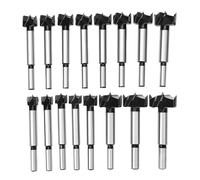 Meichoon Wood Drill Bits 15-35mm 16PCS, Forstner Drill Bits HSS Carbon Woodworking Tool Punching Bit Wood Slabs Flat Wing Drilling Hole Hinge Cemented Carbide Drilling Sets DC01