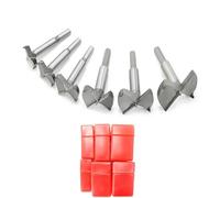 Meichoon Wood Drill Bits 30-60mm 6PCS Forstner Drill Bits Set, Flat Wing Drilling Hole Hinge Cemented Carbide Carbon High Speed Steel Woodworking Drill Punching Bit with Round Shank DC02A