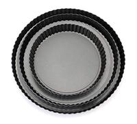 Meichu Tart Pans with Removable Bottom Set of 3, 8 inch 10 inch 12 inch Round Non stick Quiche Pans Cake Pans for Baking Pizza Fruit Mousse Christmas Dessert