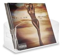 Meicloud Acrylic Vinyl Record Holder - Modern Vinyl Record Storage Box, LP Record Display Stand, Clear Lucite Record Case with Handles, Holds Up to 30-45 Records