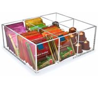 Meicloud Heavy-Duty Acrylic Tea Bag Organizer, 6-Compartment Storage Box