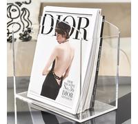 Meicloud Magazine Rack - Clear Acrylic Magazine Holder, Acrylic Newspaper Stand Organizer with handles, Modern Lucite Magazine and Book Basket Box for Bathroom, Bedroom, Living Room and Office