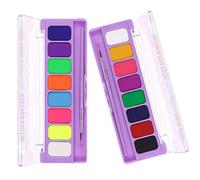 MEICOLY 2 Packs Water Activated Eyeliner Palette, Neon Face Paint Coloured Retro Hydra Liner, Matte Graphic Eyeliner, UV Glow Fluorescent Halloween Black White Face Body Paint, 16 Colours