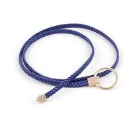 MeiDai Gold O Ring Buckle Weave Belt Ladies WhiteThin Braided Leather Belts For Women Dresses String Waistband (Size : 110X0.8CM, Color : Sapphire Blue)