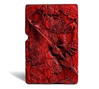 MEIDAI Natural Red Sandalwood Rosewood Carving Lighter，Replaceable for Zippo (Only Case), Compatible Insert Size 3.6cm * 1.2cm * 5cm，Lighter housing (Ever-Victorious General)