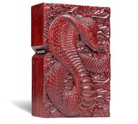 MEIDAI Natural Red Sandalwood Rosewood Carving Lighter，Replaceable for Zippo (Only Case), Compatible Insert Size 3.6cm * 1.2cm * 5cm，Lighter housing (Cobra)