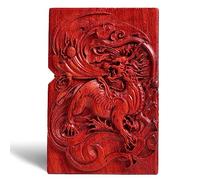 MEIDAI Natural Red Sandalwood Rosewood Carving Lighter，Replaceable for Zippo (Only Case), Compatible Insert Size 3.6cm * 1.2cm * 5cm，Lighter housing (Flying Kylin)