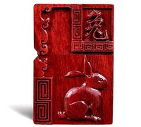 MEIDAI Natural Red Sandalwood Rosewood Carving Lighter，Replaceable for Zippo (Only Case), Compatible Insert Size 3.6cm * 1.2cm * 5cm，Lighter housing (Zodiac Rabbit)