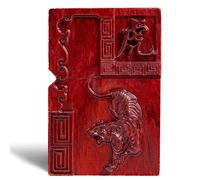 MEIDAI Natural Red Sandalwood Rosewood Carving Lighter，Replaceable for Zippo (Only Case), Compatible Insert Size 3.6cm * 1.2cm * 5cm，Lighter housing (Zodiac Tiger)