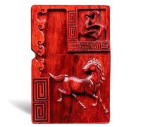 MEIDAI Natural Red Sandalwood Rosewood Carving Lighter，Replaceable for Zippo (Only Case), Compatible Insert Size 3.6cm * 1.2cm * 5cm，Lighter housing (Zodiac Horse)