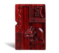 MEIDAI Natural Red Sandalwood Rosewood Carving Lighter，Replaceable for Zippo (Only Case), Compatible Insert Size 3.6cm * 1.2cm * 5cm，Lighter housing (Zodiac Rat)