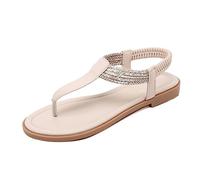 MeiDai Women Sandals Summer Casual Flip Flops Low Heels Platform Shoes Ladies Non-slip Beach Sandals (Color : Beige, Size : 38 EU)