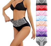 MEIDAYAI Women's Underpants, Pack of 8, Stretch Cotton High Waist Briefs, Breathable Panties, Soft Underwear, A04 - 8 Pack - Multicoloured, M