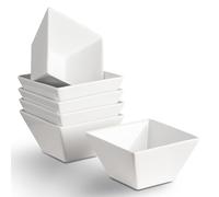 Meideal Porcelain Small Serving Bowls Set of 6, 13 Oz Square Cereal Bowls, 4.6" White Ceramic Dessert Bowls for Salad, Dip, Soup, Snack, Fruits, Small Portions, Dishwasher & Microwave Safe