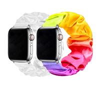 Meideli 2 Pack Pattern Printed Fabric Wristband Compatible with Apple Watch Scrunchie Strap, Scrunchie Elastic Strap for Apple iWatch Series 10 9 8 7 6 5 4 SE