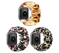 Meideli 3 Pack Compatible with Apple Watch Strap 44mm 45mm 46mm, Pattern Printed Fabric Wristband Scrunchie Elastic Strap for Apple iWatch Sery 9 8 7 6 5 4 SE