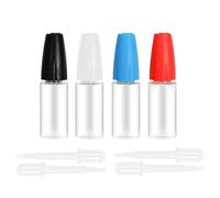 Meideli 4pcs /4 colors Precision Tip Applicator Bottles,4Pcs Plastic Droppers. 10ml Dispensing Needle With Bottle Steel Needle Dropper and Childproof Cap, for fountain pen converter refill accessory