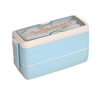 Meider 1000ml Bento Lunch Box, Light Blue Bento Box for Kids and Adults, Reusable Meal Prep Containers with Fork and Spoon