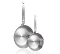 MEIDIV 2 Pack Small Stainless Steel Saucepan,12cm + 16cm Mini Egg Omelette Frying Pan, Small Milk Pan Non-Stick Small Pans for Egg Frying, Sauce, Milk, Suitable for Induction Hobs