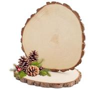 MEIDIV 2 Pcs Log Slice Cakestand 30-31cm, Large Wood Slices for Crafts, Rustic Wood Circles, Wooden Cake Stand for Wedding, Serving Platter Grazing Board, Table Centerpiece Wedding Decor